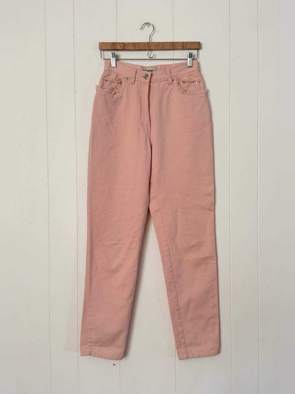 Iceberg VTG Pink Frayed Logo Straight Leg Jeans 42 US 6-8 Made in Italy - Picture 3 of 8